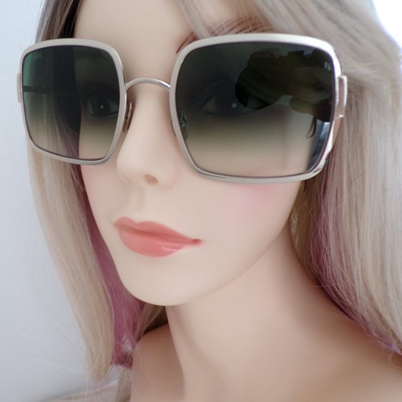 Tods Green Gradient Square Shades, Gold Large Lux Unique Statement TO327 55mm